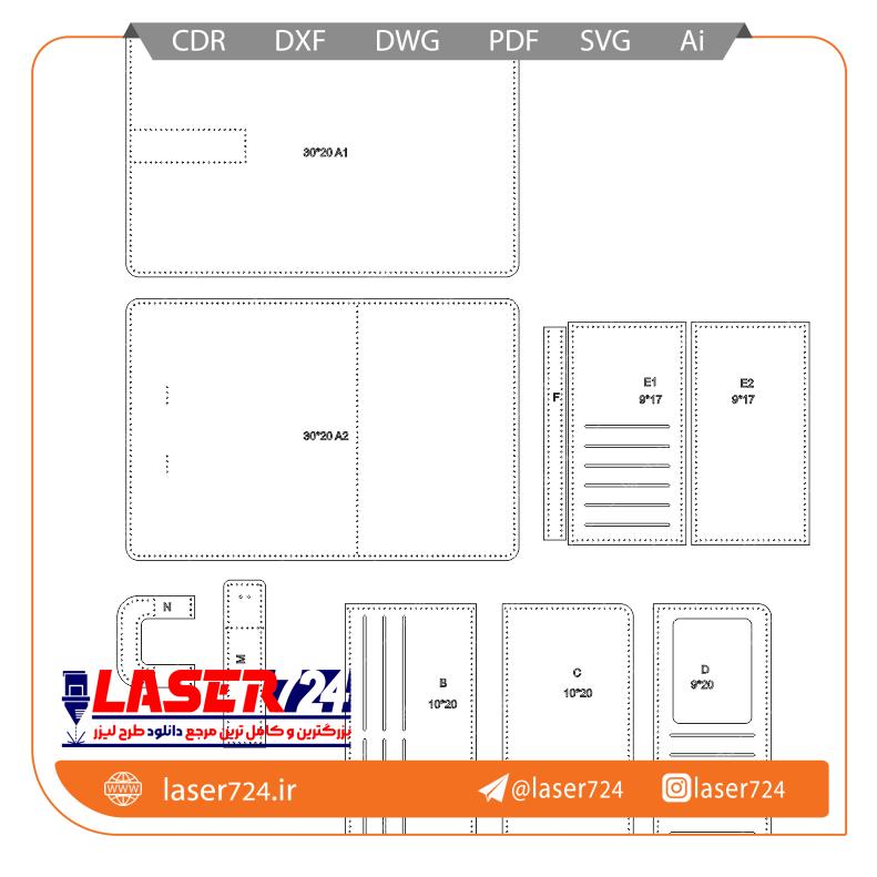 تصویر برش لیزر کیف پول زنانه چرم #2